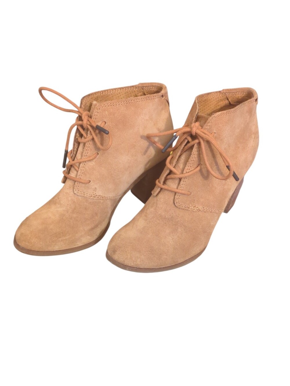Toms Women's Tan Suede Lace-Up Ankle Booties Size W6